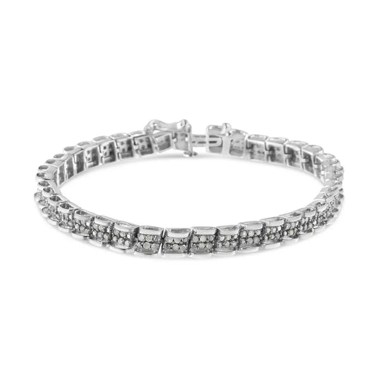 .925 sterling silver 2.0 cttw diamond 7’’ round miracle plate link bracelet (i j color i2 i3 clarity) bracelets/bracelet/tennis