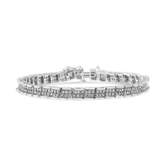 .925 sterling silver 2.0 cttw diamond 7’’ round miracle plate link bracelet (i j color i2 i3 clarity) bracelets/bracelet/tennis