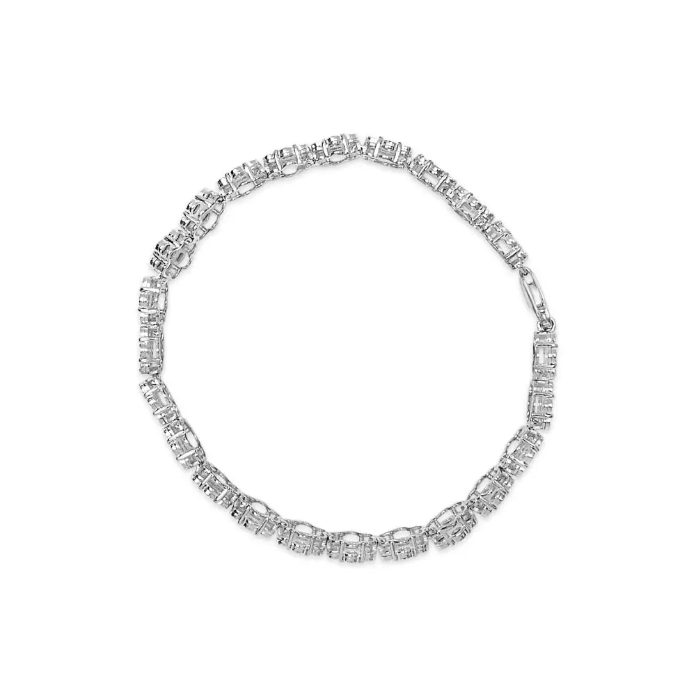 Diamond floral cluster link bracelet in sterling silver – 2 cttw bijoux-nyc direct