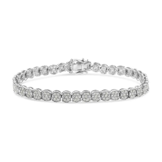 .925 Sterling Silver 2.0 Cttw Diamond Cluster Link Bracelet (I-J Color, I2-I3 Clarity) - Size 7.25" - Bijoux-NYC Direct