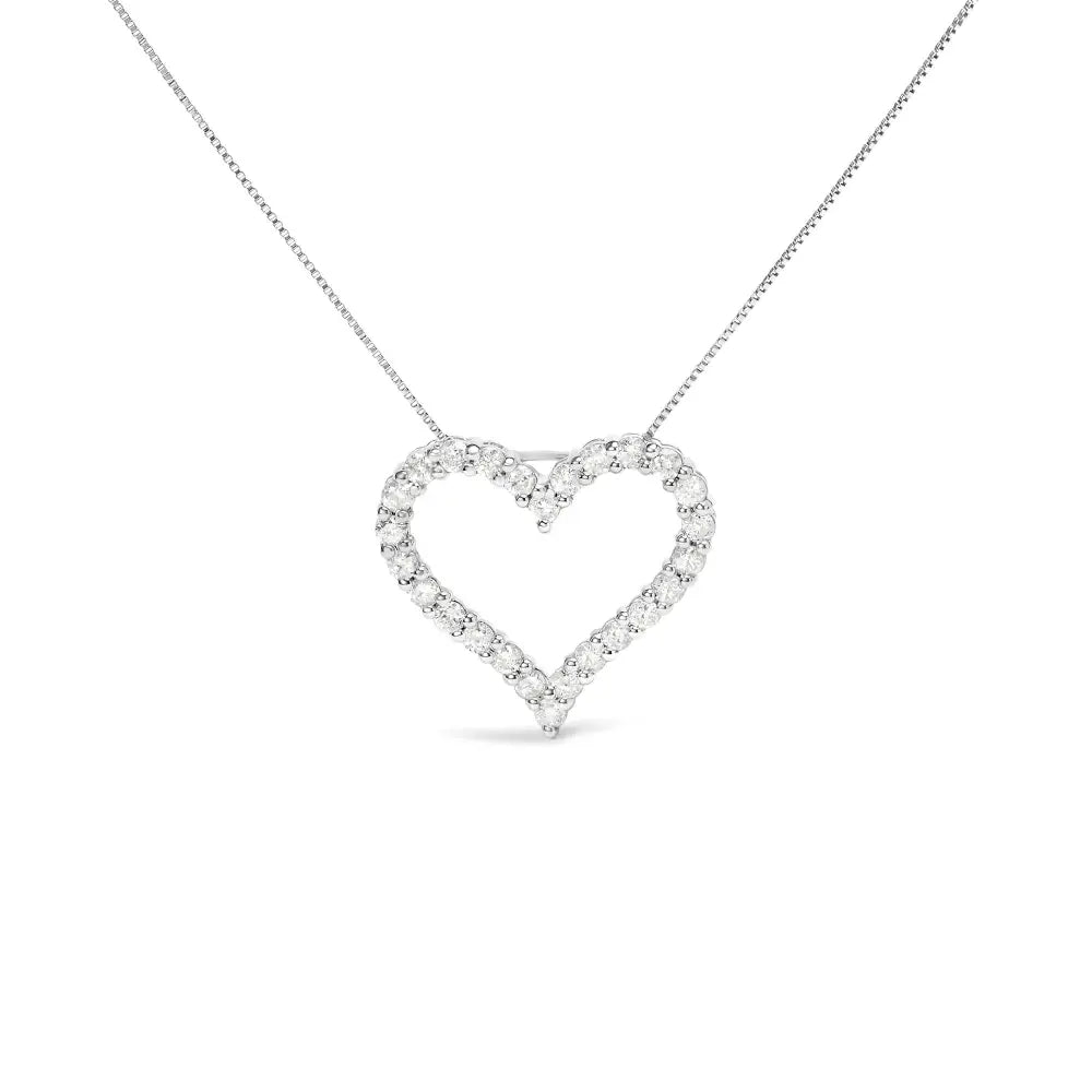 2.0 cttw diamond open heart pendant necklace in.925 sterling silver bijoux-nyc direct