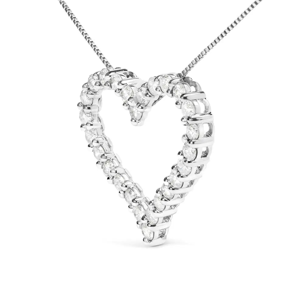 2.0 cttw diamond open heart pendant necklace in.925 sterling silver bijoux-nyc direct
