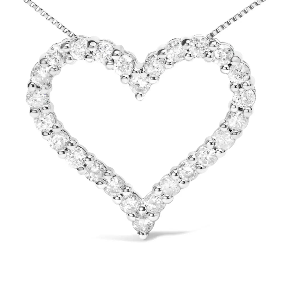 2.0 cttw diamond open heart pendant necklace in.925 sterling silver bijoux-nyc direct