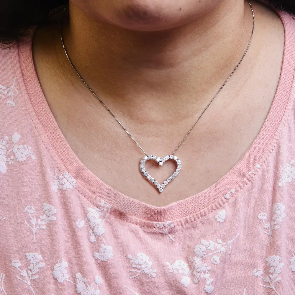 2.0 cttw diamond open heart pendant necklace in.925 sterling silver bijoux-nyc direct