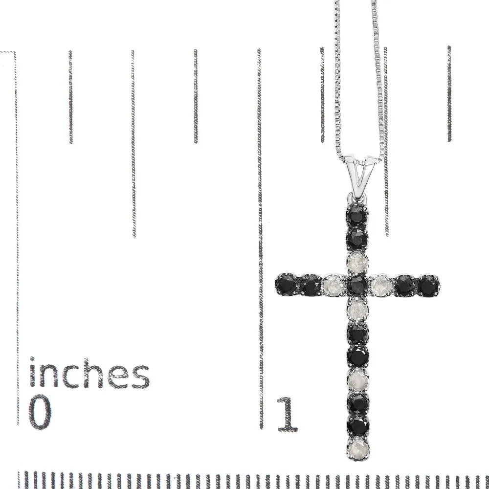 2.0 cttw black and white diamond cross pendant in.925 sterling silver bijoux-nyc direct