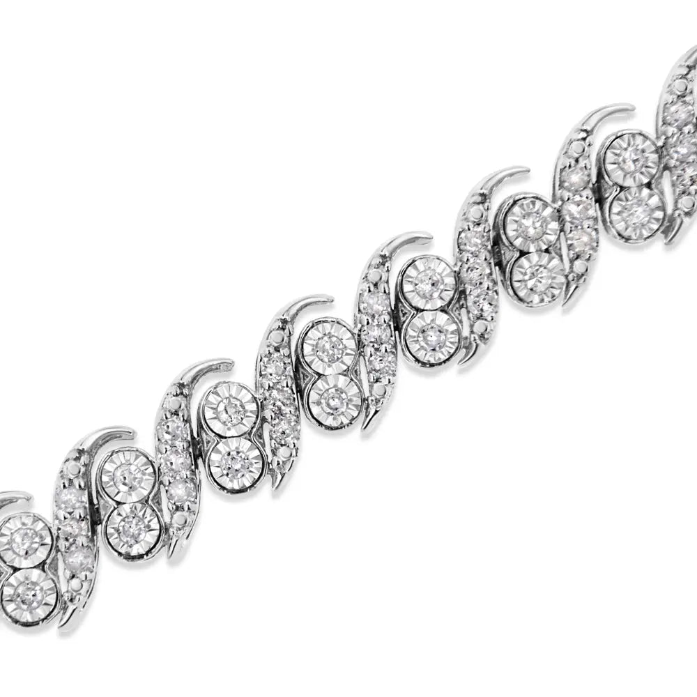 2.0 cttw round diamond s link bracelet in.925 sterling silver 7.25 bijoux-nyc direct