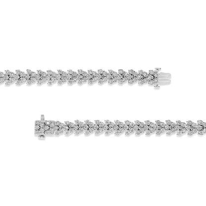 .925 Sterling Silver 2.00 Cttw Miracle Set Diamond Laurel Wreath Link Bracelet (I-J color, I3 clarity) - 7.25" - Bijoux-NYC Direct
