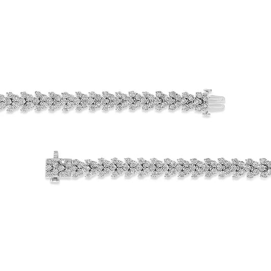 .925 Sterling Silver 2.00 Cttw Miracle Set Diamond Laurel Wreath Link Bracelet (I-J color, I3 clarity) - 7.25" - Bijoux-NYC Direct