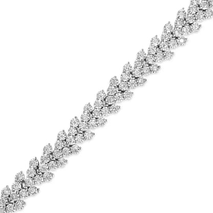 .925 Sterling Silver 2.00 Cttw Miracle Set Diamond Laurel Wreath Link Bracelet (I-J color, I3 clarity) - 7.25" - Bijoux-NYC Direct