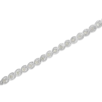 .925 sterling silver 2 cttw miracle plate set diamond spiral link bracelet (i j color i3 clarity) 7’’ bracelets/bracelet/link