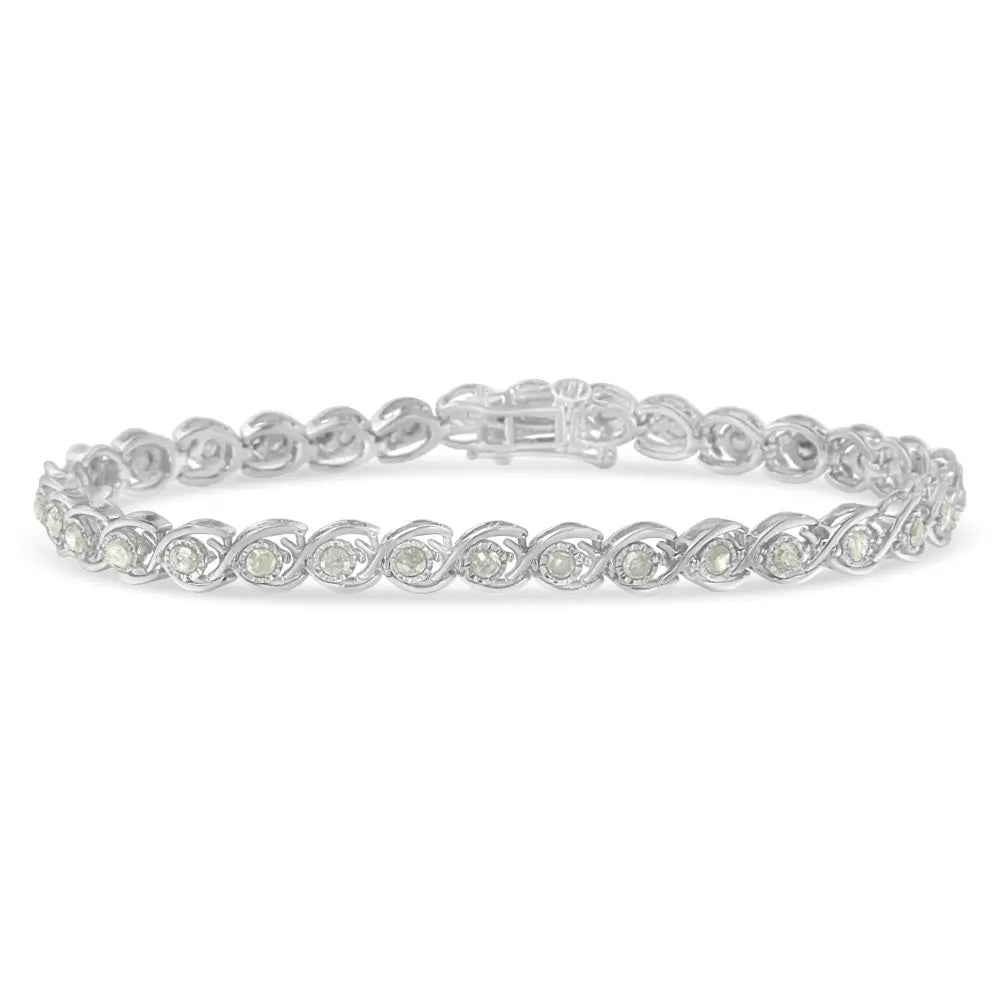 .925 sterling silver 2 cttw miracle plate set diamond spiral link bracelet (i j color i3 clarity) 7’’ bracelets/bracelet/link