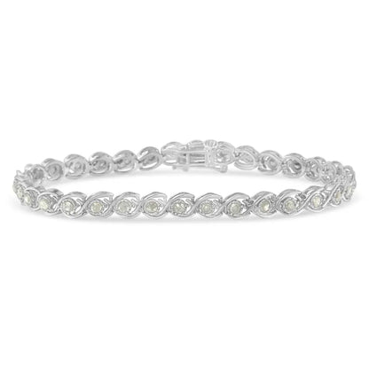 .925 sterling silver 2 cttw miracle plate set diamond spiral link bracelet (i j color i3 clarity) 7’’ bracelets/bracelet/link