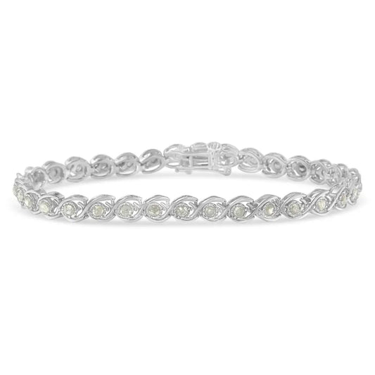 .925 sterling silver 2 cttw miracle plate set diamond spiral link bracelet (i j color i3 clarity) 7’’ bracelets/bracelet/link