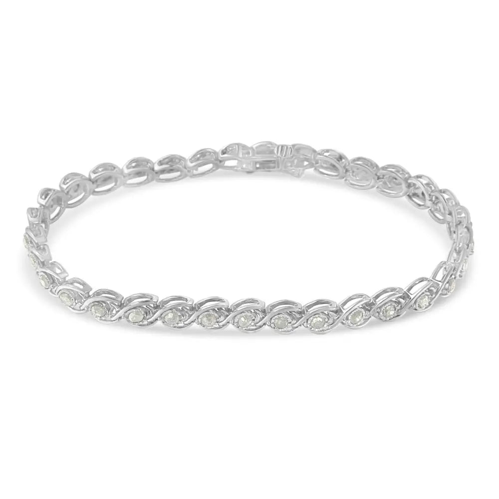 .925 sterling silver 2 cttw miracle plate set diamond spiral link bracelet (i j color i3 clarity) 7’’ bracelets/bracelet/link