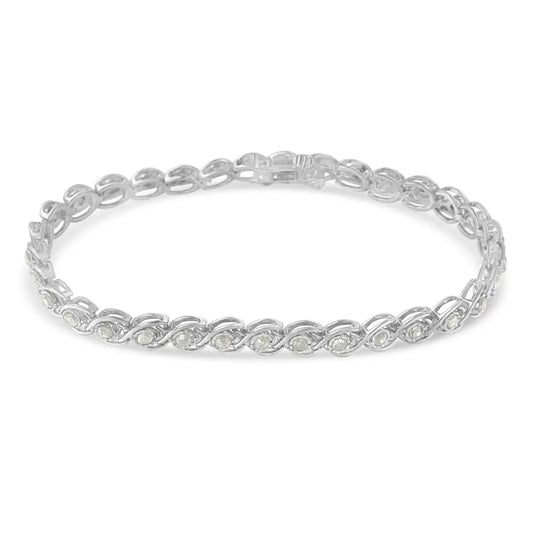 .925 sterling silver 2 cttw miracle plate set diamond spiral link bracelet (i j color i3 clarity) 7’’ bracelets/bracelet/link