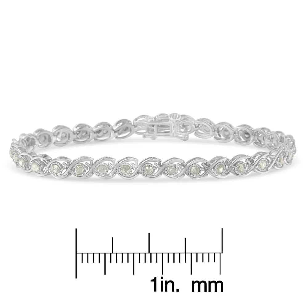 .925 sterling silver 2 cttw miracle plate set diamond spiral link bracelet (i j color i3 clarity) 7’’ bracelets/bracelet/link