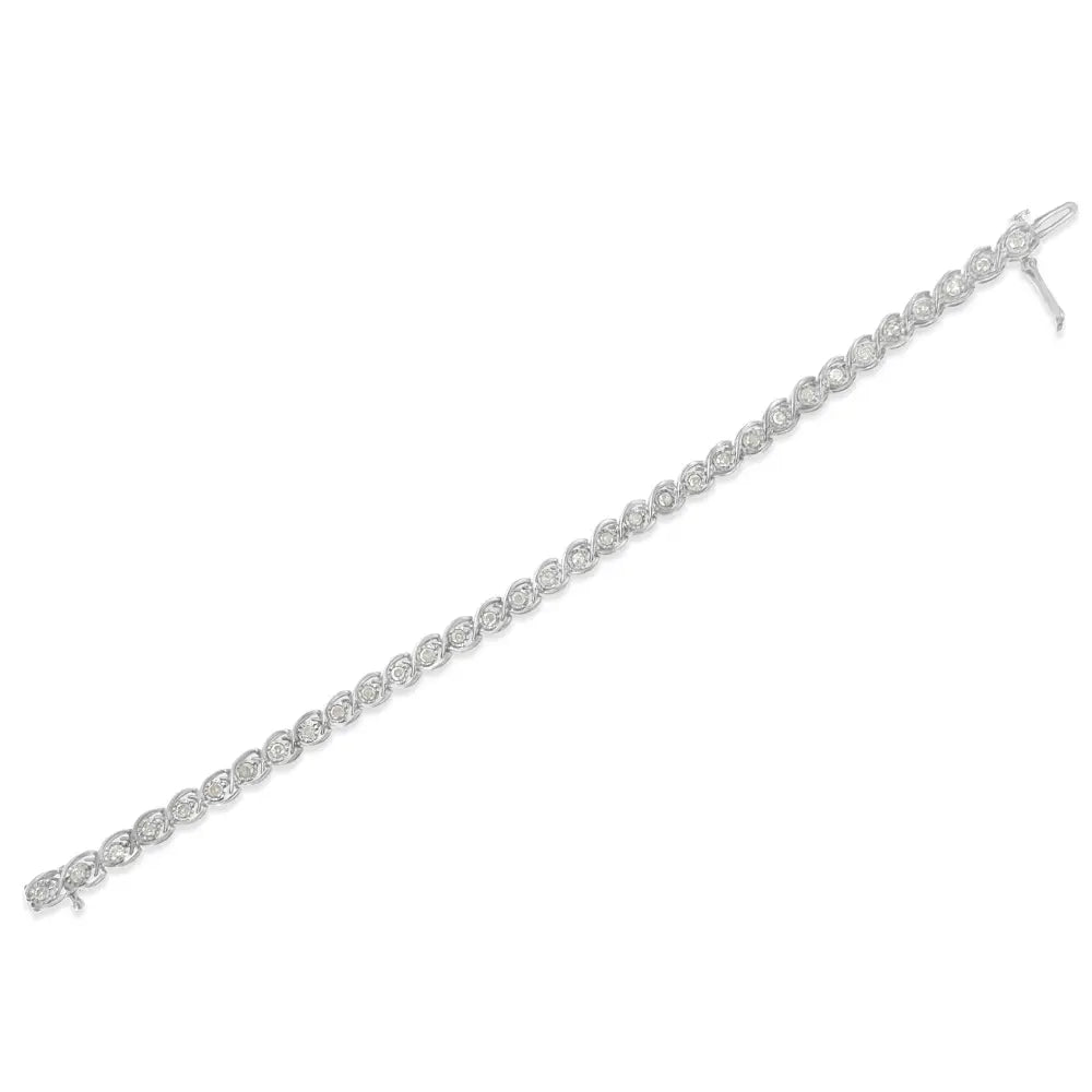 .925 sterling silver 2 cttw miracle plate set diamond spiral link bracelet (i j color i3 clarity) 7’’ bracelets/bracelet/link