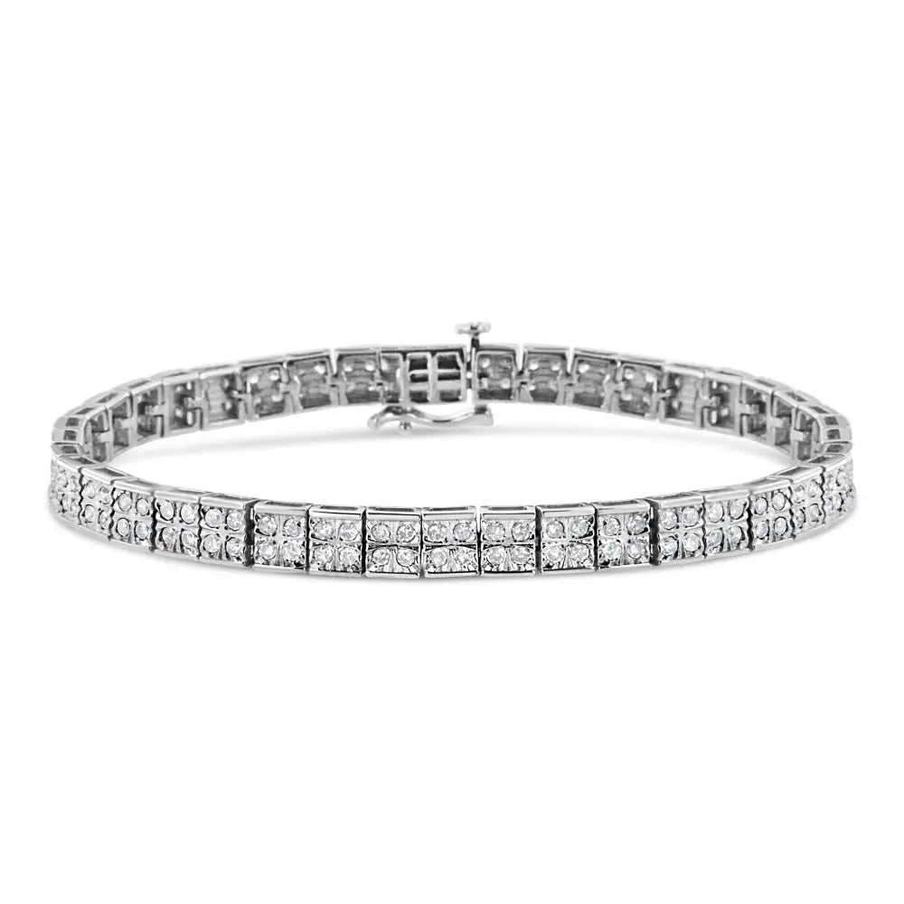 2.0 cttw four-stone diamond link bracelet in sterling silver 7.25 inch bijoux-nyc direct