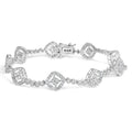 3.0 cttw diamond halo square link bracelet in.925 sterling silver 7.25 bijoux-nyc direct