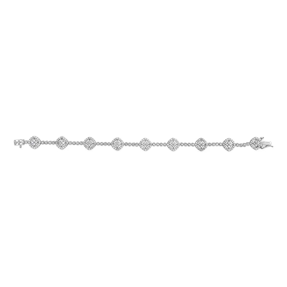 3.0 cttw diamond halo square link bracelet in.925 sterling silver 7.25 bijoux-nyc direct