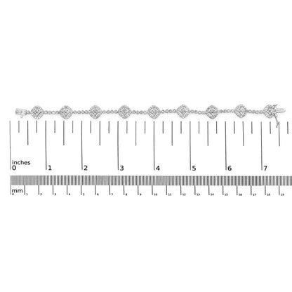 .925 sterling silver 3.0 cttw diamond halo square shape link bracelet (i j color i3 clarity) 7.25’’ bracelets/bracelet/link
