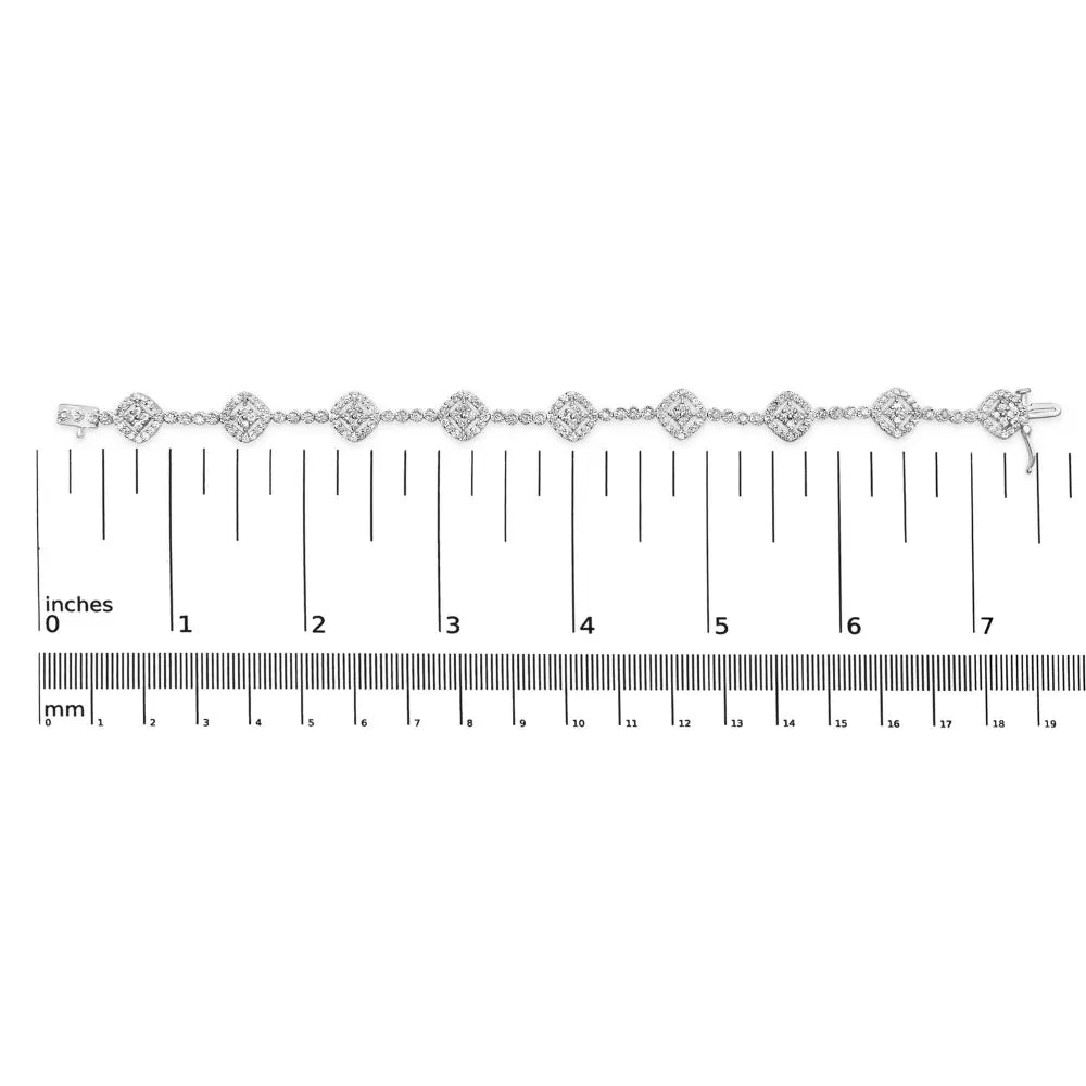 3.0 cttw diamond halo square link bracelet in.925 sterling silver 7.25 bijoux-nyc direct
