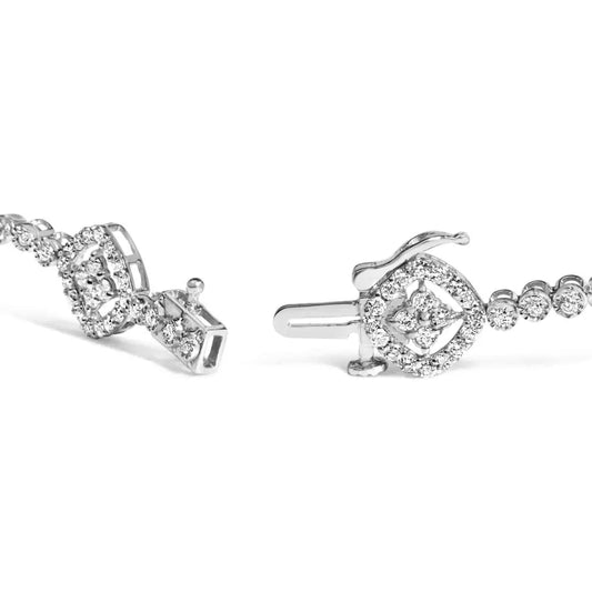 .925 sterling silver 3.0 cttw diamond halo square shape link bracelet (i j color i3 clarity) 7.25’’ bracelets/bracelet/link