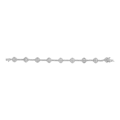 .925 sterling silver 3.0 cttw diamond halo square shape link bracelet (i j color i3 clarity) 7.25’’ bracelets/bracelet/link