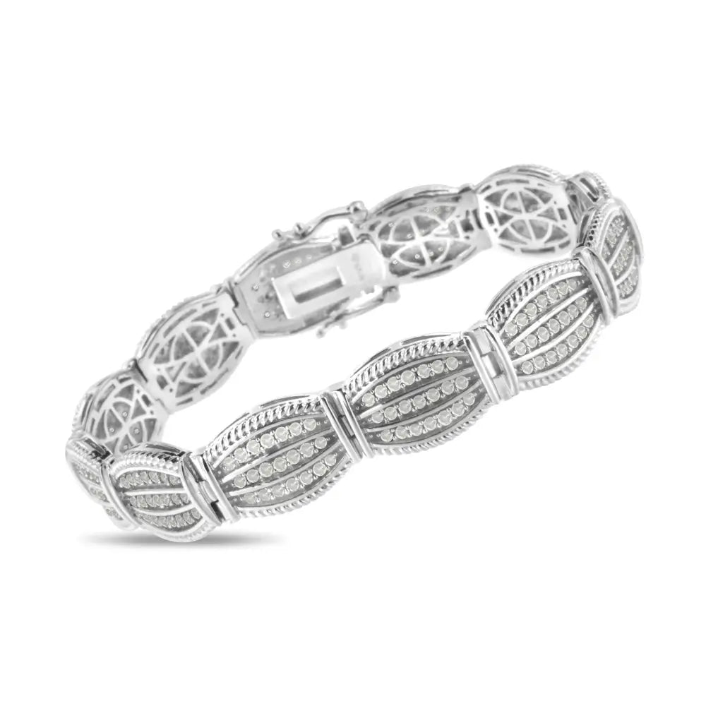 Art deco 3.0 cttw diamond three row tennis bracelet in sterling silver bijoux-nyc direct