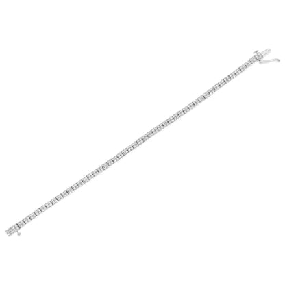 .925 Sterling Silver 3.0 Cttw Prong-Set Round Diamond 2 Row Link Tennis Bracelet (I-J Color, I3 Clarity) - 7.25" - Bijoux-NYC Direct