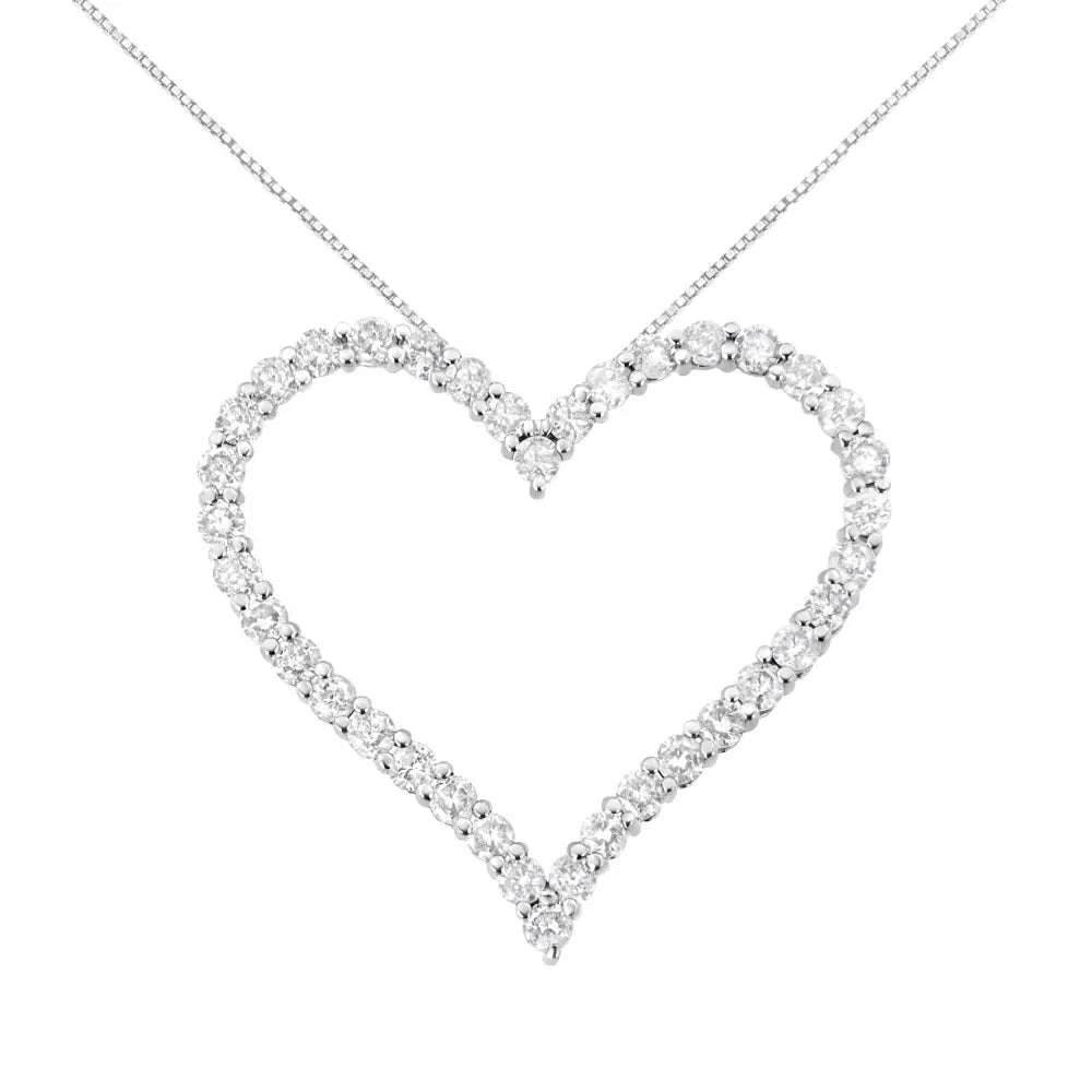 3.0 cttw round diamond open heart pendant necklace in.925 sterling silver bijoux-nyc direct