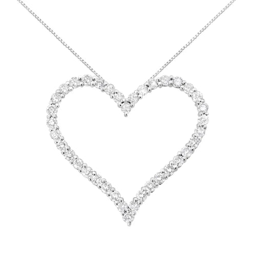 .925 sterling silver 3.0 cttw round-cut diamond open heart pendant necklace (i-j color i2-i3 clarity) - 18’’ bijoux-nyc