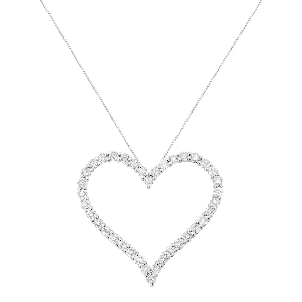 3.0 cttw round diamond open heart pendant necklace in.925 sterling silver bijoux-nyc direct