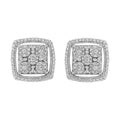 3/8 cttw diamond double halo square stud earrings in sterling silver bijoux-nyc direct