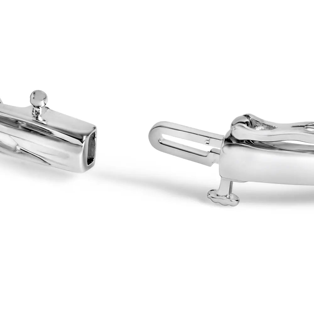 .925 sterling silver 3/8 cttw white and black diamond swirl bangle bracelet (black color i3 clarity) 7.75’’ inches