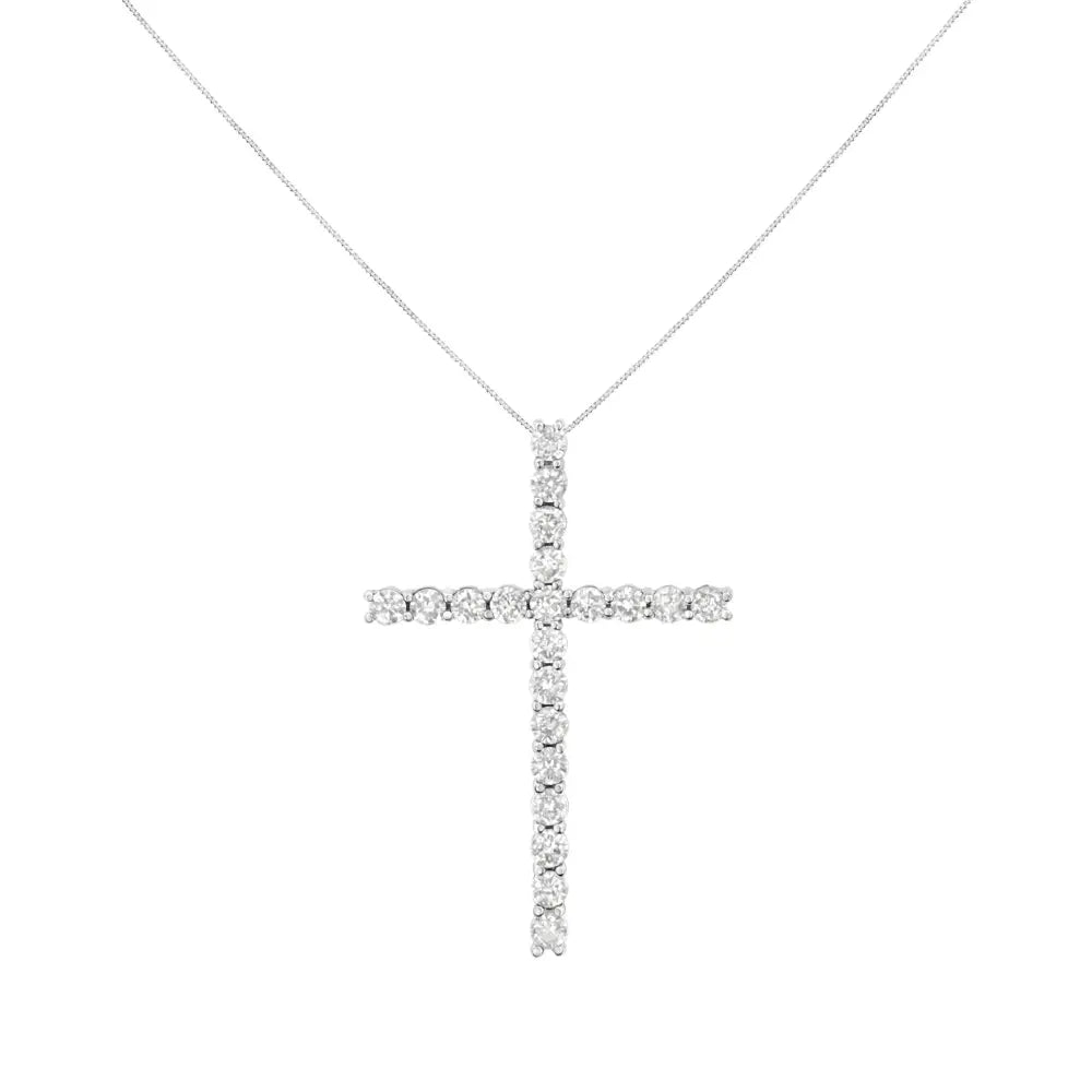 Diamond cross pendant necklace in.925 sterling silver 4.0 cttw 18 inch bijoux-nyc direct