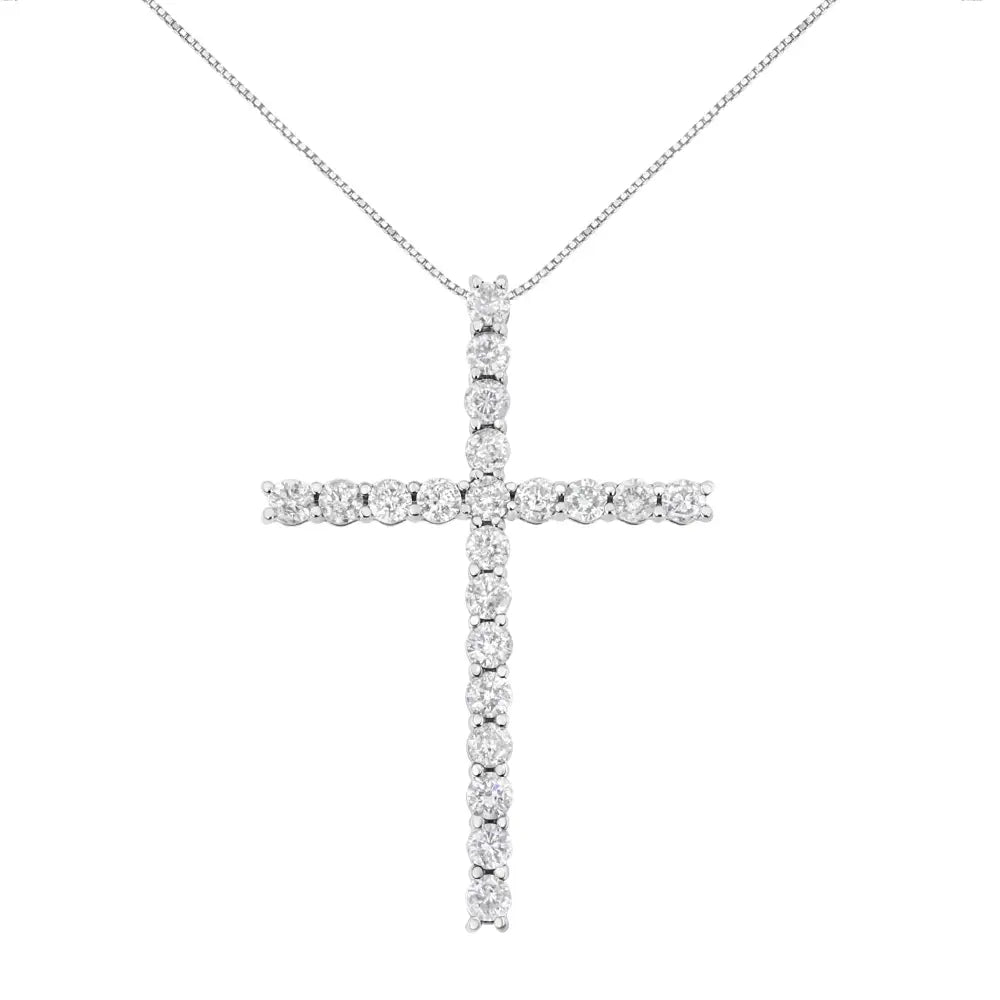 Diamond cross pendant necklace in.925 sterling silver 4.0 cttw 18 inch bijoux-nyc direct