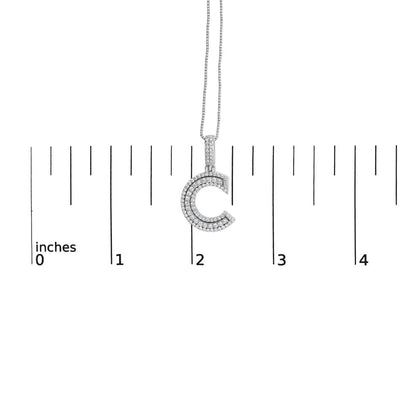 .925 sterling silver 4/5 cttw round lab grown diamond ’c’ pendant necklace 18’’ (f g color vs2 si1 clarity)