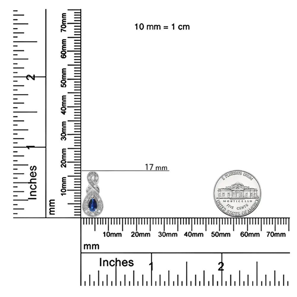 Sterling silver pear sapphire and diamond infinity drop stud earrings bijoux-nyc direct