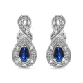 Sterling silver pear sapphire and diamond infinity drop stud earrings bijoux-nyc direct