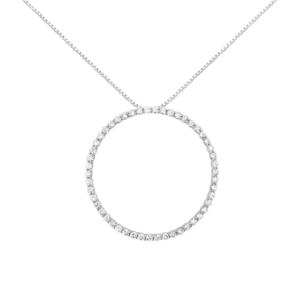 4ct diamond open circle pendant necklace in.925 sterling silver 18 bijoux-nyc direct
