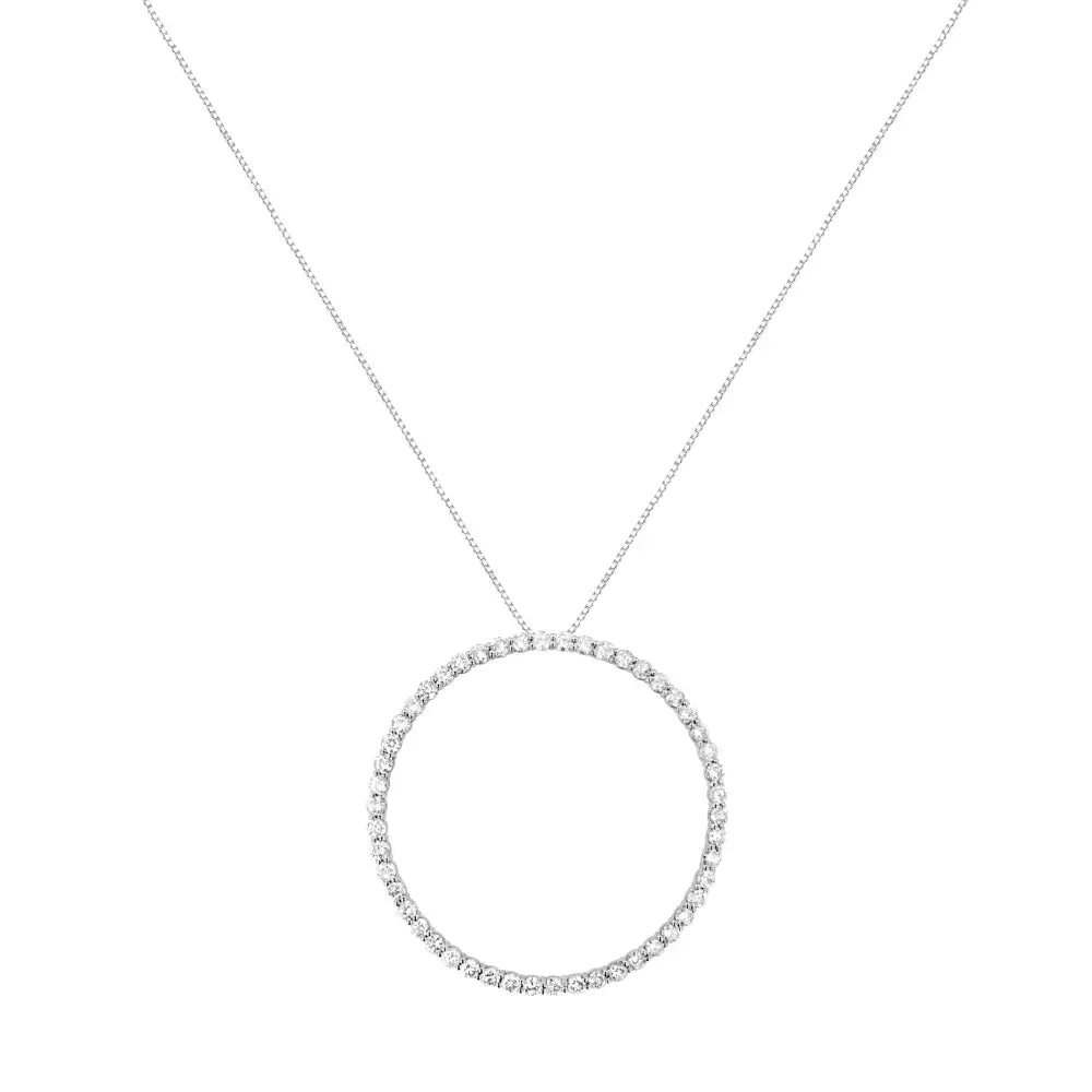 4ct diamond open circle pendant necklace in.925 sterling silver 18 bijoux-nyc direct