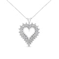 4 cttw diamond double row heart pendant in.925 sterling silver 18 inch bijoux-nyc direct