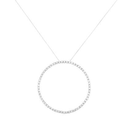 .925 Sterling Silver 5.0 Cttw Prong Set Round-cut Diamond Open Circle Hoop 18" Pendant Necklace (I-J Color, I2-I3 Clarity) - Bijoux-NYC Direct
