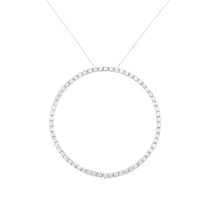 .925 Sterling Silver 5.0 Cttw Prong Set Round-cut Diamond Open Circle Hoop 18" Pendant Necklace (I-J Color, I2-I3 Clarity) - Bijoux-NYC Direct