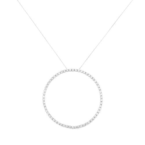 .925 sterling silver 5.0 cttw prong set round-cut diamond open circle hoop 18’’ pendant necklace (i-j color i2-i3