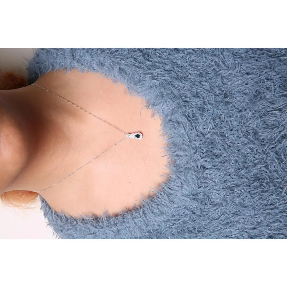 Pear sapphire and diamond infinity drop necklace in.925 sterling silver bijoux-nyc direct
