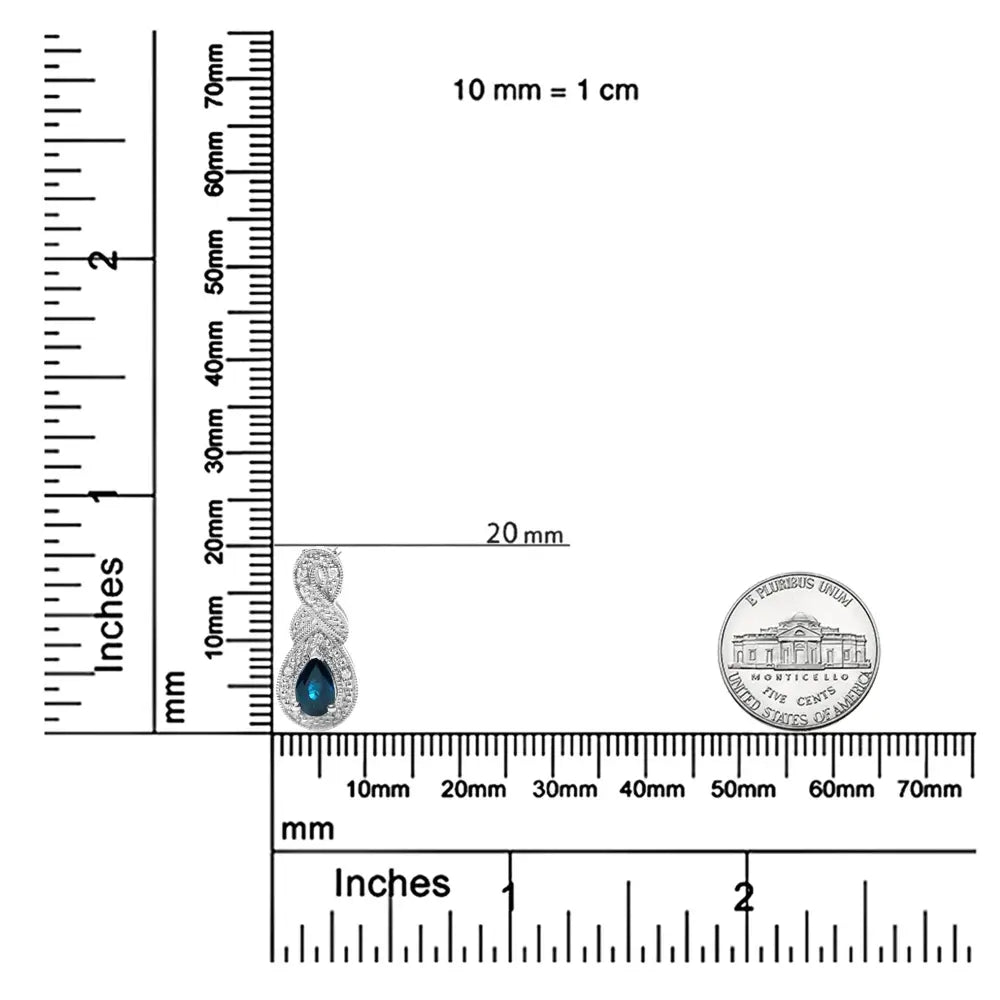 .925 Sterling Silver 6x4mm Pear Sapphire and Diamond Accent Infinity Drop 18" Pendant Necklace (H-I Color, SI1-SI2 Clarity) - Bijoux-NYC Direct
