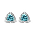 Trillion blue topaz and diamond halo stud earrings in sterling silver 6mm bijoux-nyc direct