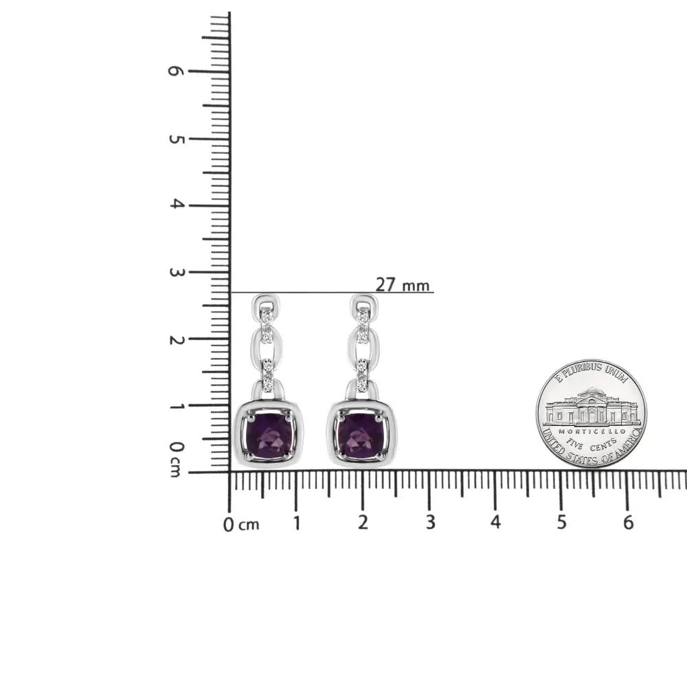 Purple amethyst and diamond drop earrings in.925 sterling silver bijoux-nyc direct